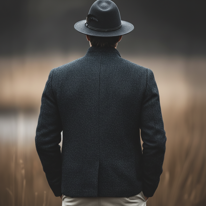 Men's Classic Business Stand Collar Faux Wool Jacket MTA1882L5U