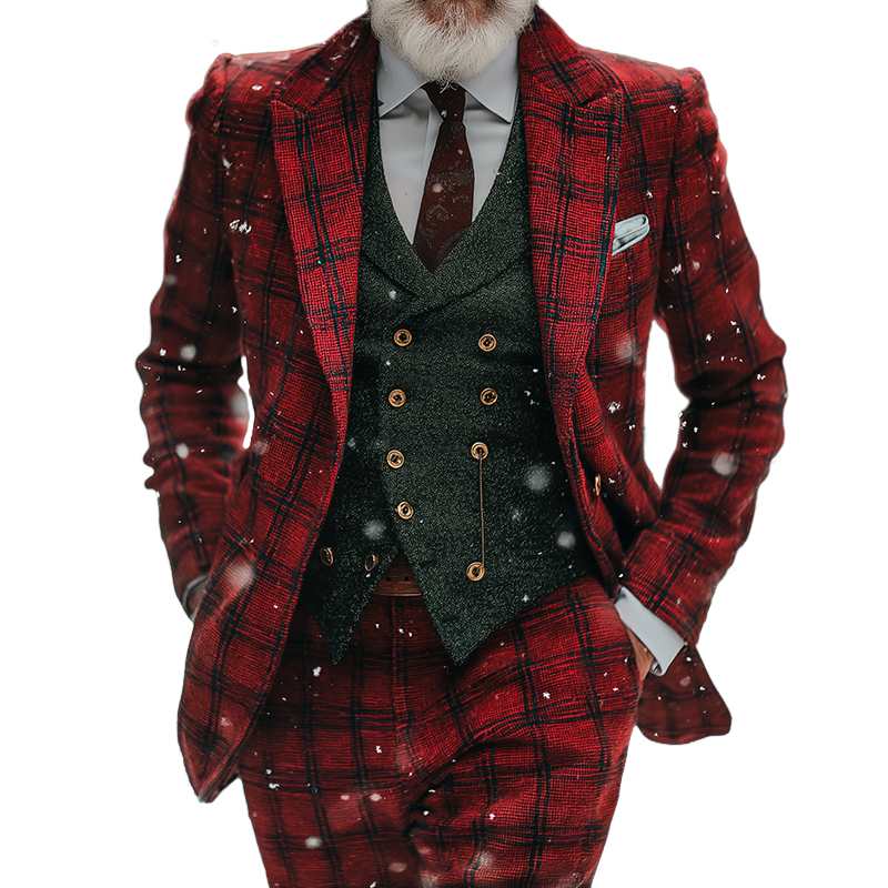 Men's Retro Casual Christmas Plaid Print Blazer MTA0573K0TO
