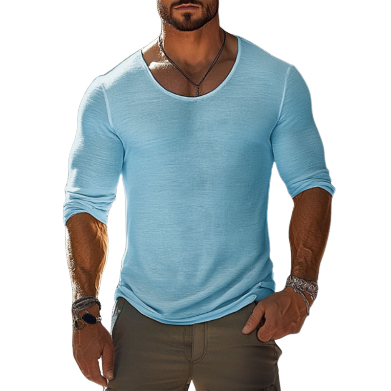 Men's Slim Long Sleeve Round Neck Knit Top