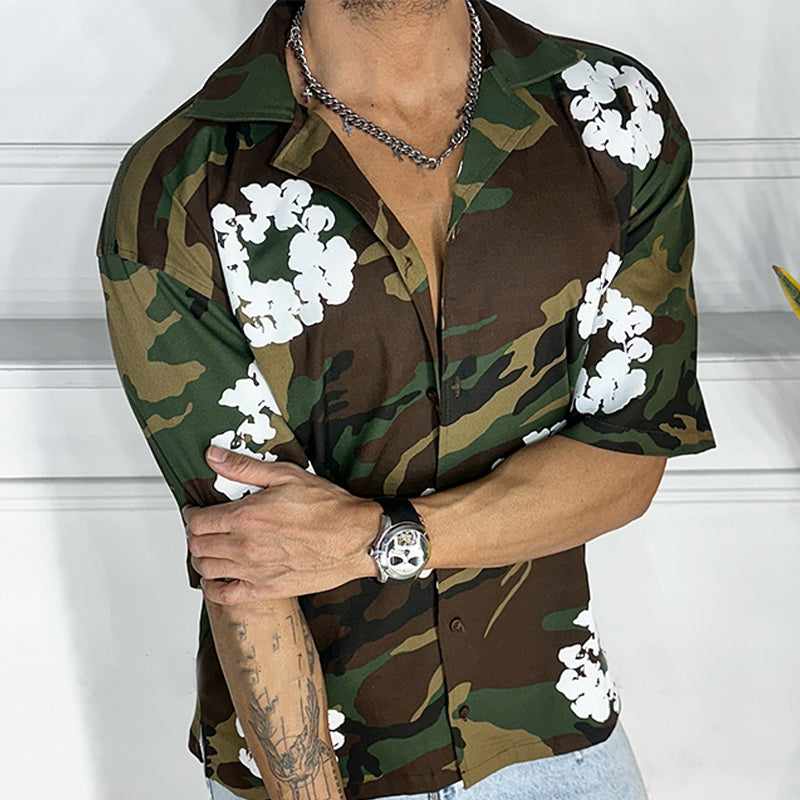 Men's Outdoor Camo Print Short Sleeve Shirt MTA3122C3X