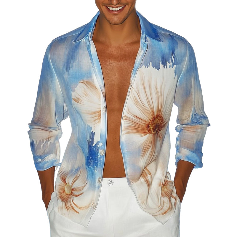 Men's Summer Lightweight and Comfortable Printed Long Sleeve Shirt MTA0169D6U
