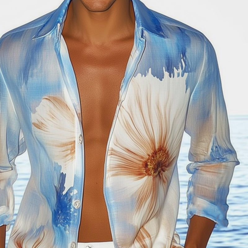 Men's Summer Lightweight and Comfortable Printed Long Sleeve Shirt MTA0169D6U