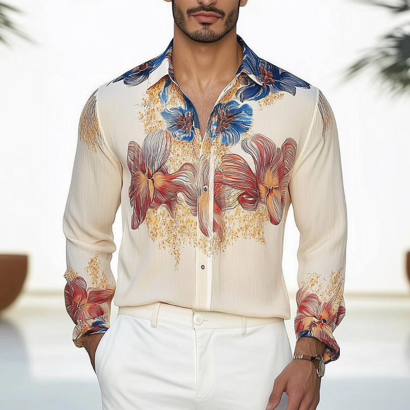 Men's Summer Brightly Printed Casual Skin-Friendly Shirt MTA0169D3U