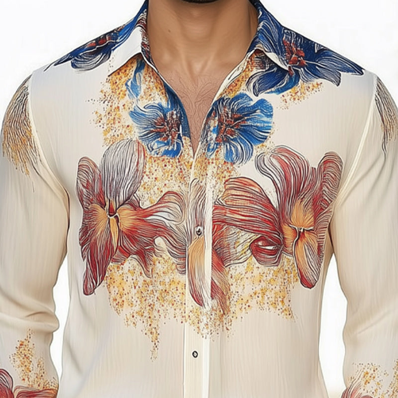 Men's Summer Brightly Printed Casual Skin-Friendly Shirt MTA0169D3U