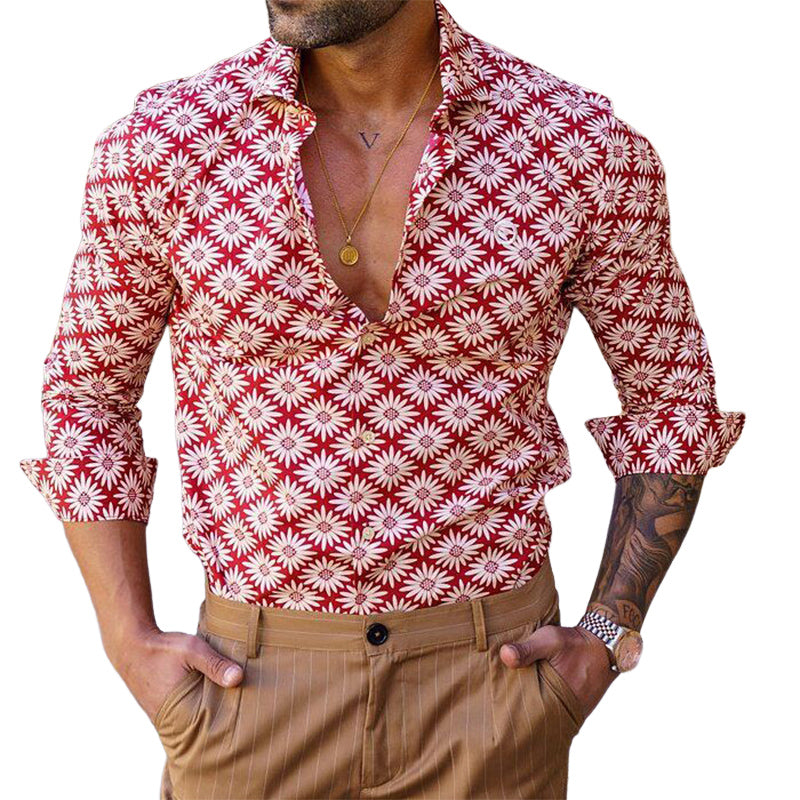 Men's Summer Brightly Printed Casual Long Sleeve Shirt MTA0233D4U