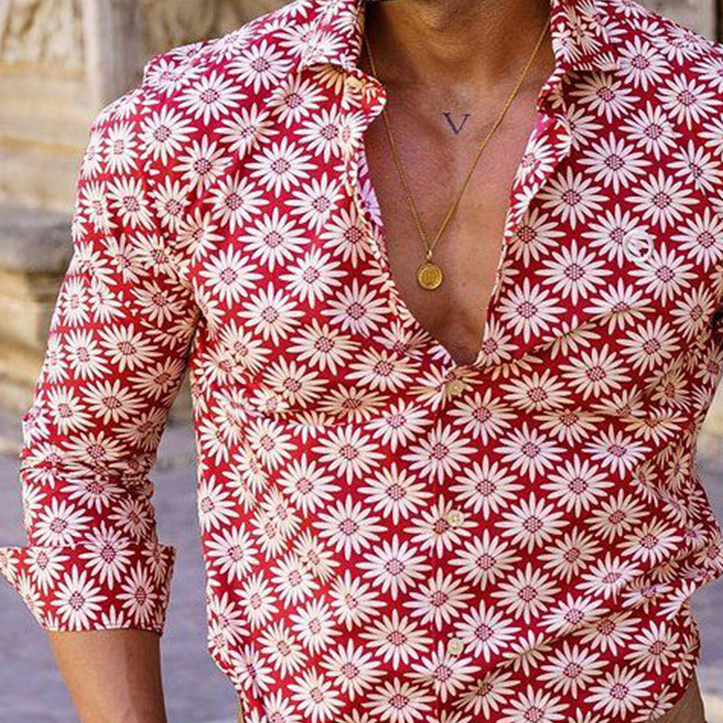 Men's Summer Brightly Printed Casual Long Sleeve Shirt MTA0233D4U