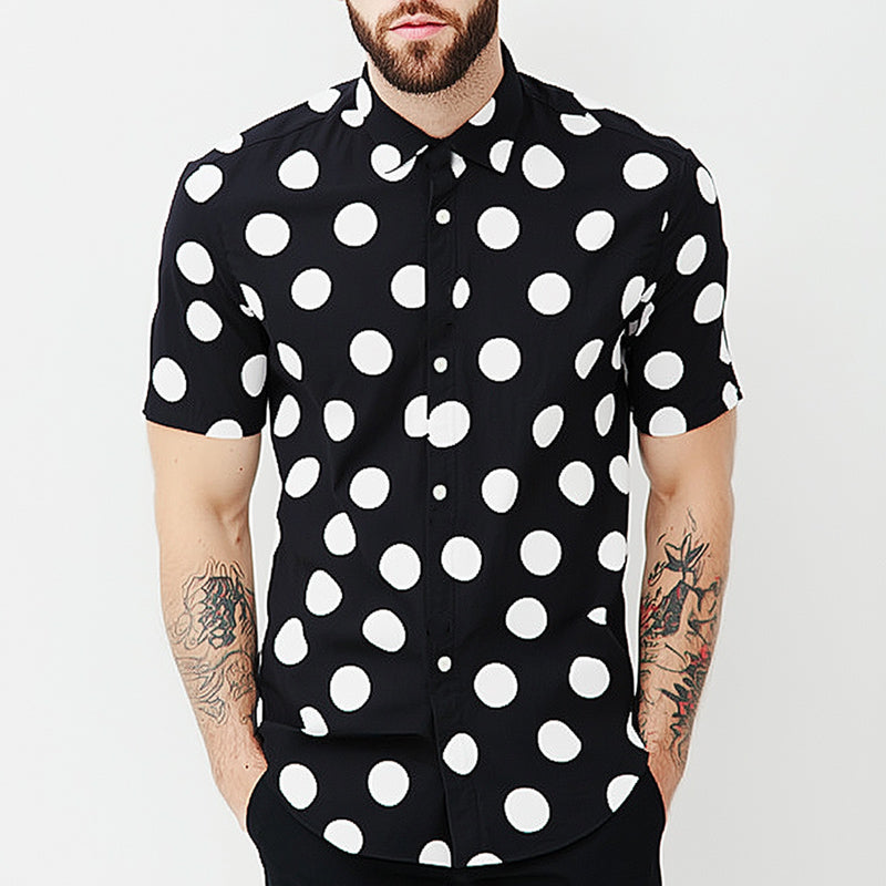Men's Summer Skin Friendly Polka Dot Casual Short Sleeve Shirt MTA0244D2U