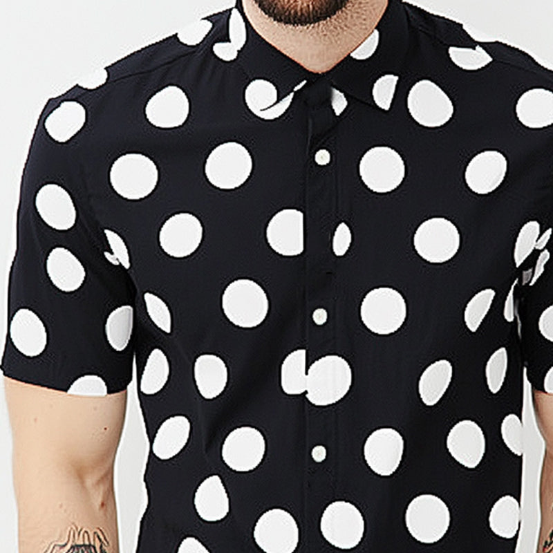 Men's Summer Skin Friendly Polka Dot Casual Short Sleeve Shirt MTA0244D2U