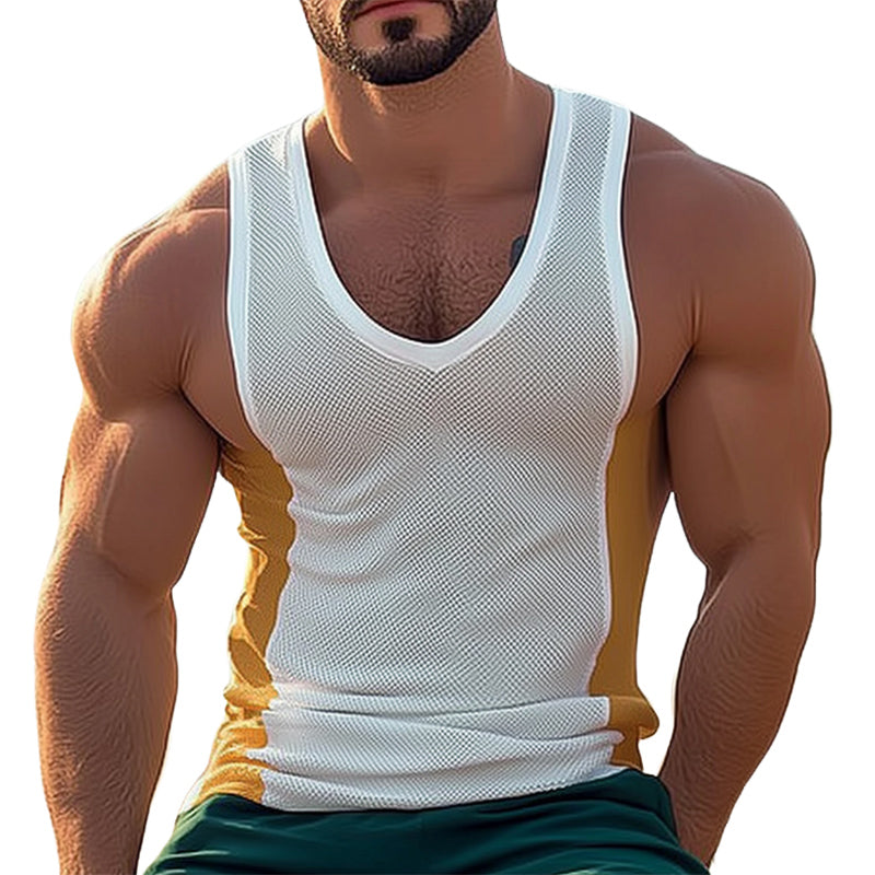 Men's Summer Fashion Deep V Neck Mesh Tank Top MTA0713D2U