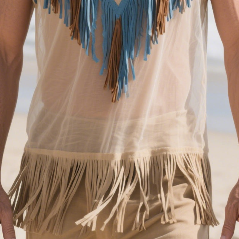 Men's Spring Fashion Suede Tassel Thin Tank Top MTA0729D1P