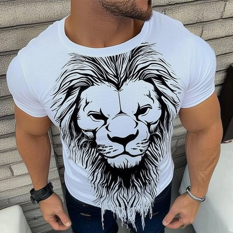 Men's Summer Fashion Tiger Print Short Sleeve T-Shirt MTA0857D4U