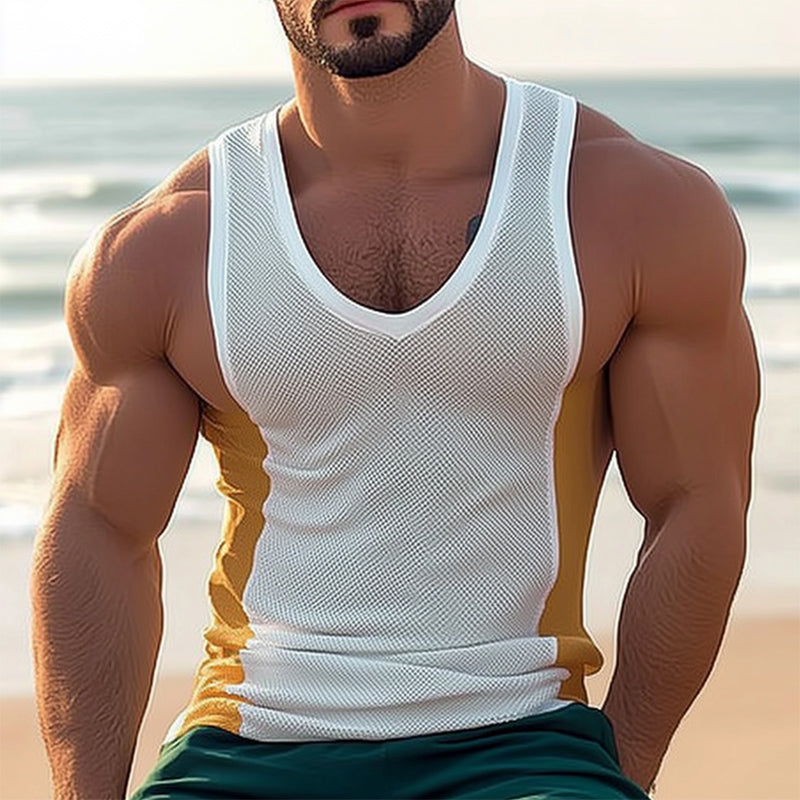 Men's Summer Fashion Deep V Neck Mesh Tank Top MTA0713D2U