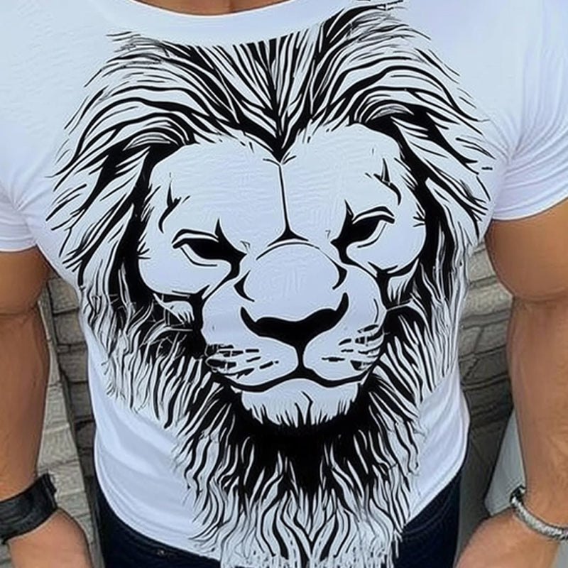 Men's Summer Fashion Tiger Print Short Sleeve T-Shirt MTA0857D4U