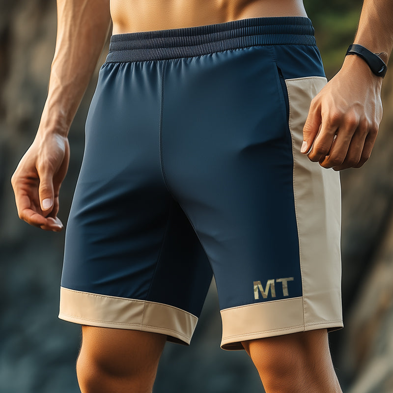 Men's Sports Casual Colorblock Quick-Drying Drawstring Shorts MTA1037D1TO