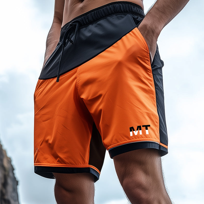 Men's Sports Casual Colorblock Quick-Drying Drawstring Shorts MTA1030D6TO