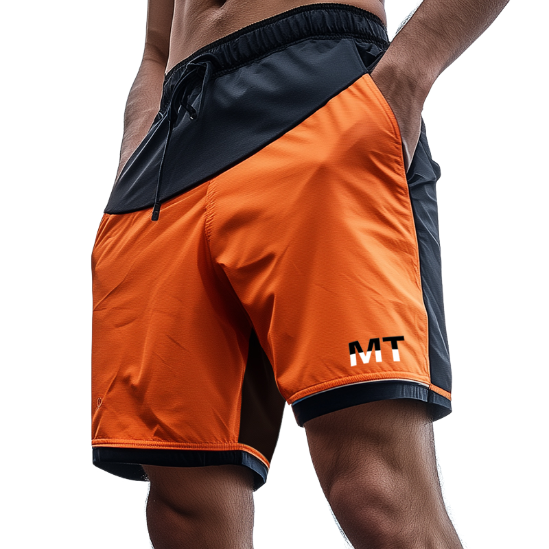 Men's Sports Casual Colorblock Quick-Drying Drawstring Shorts MTA1030D6TO