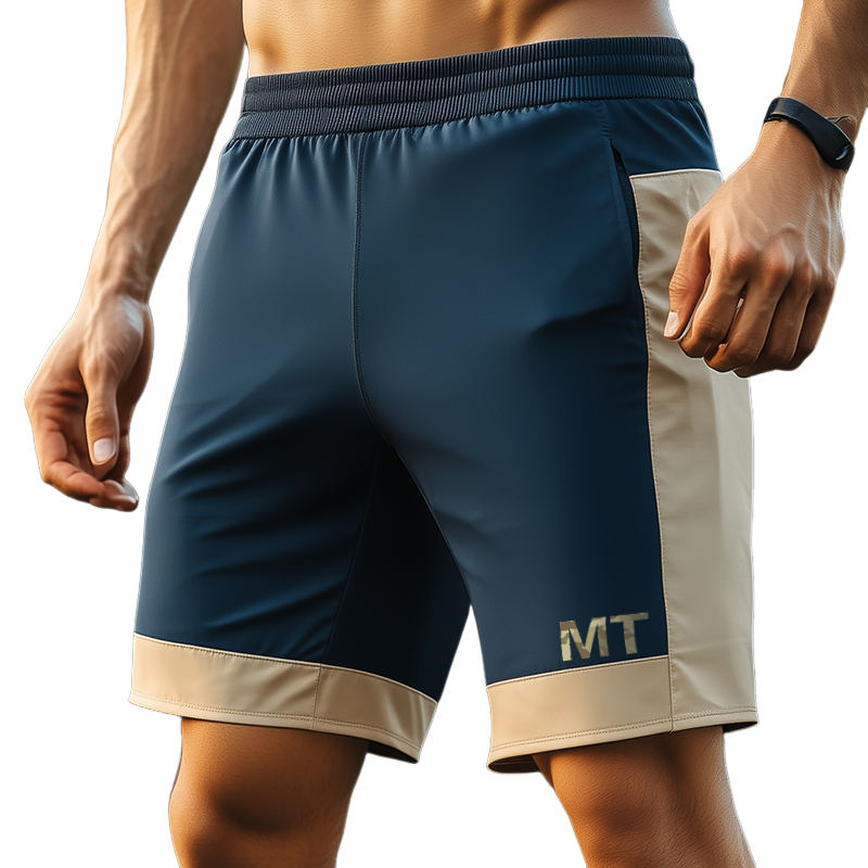 Men's Sports Casual Colorblock Quick-Drying Drawstring Shorts MTA1037D1TO