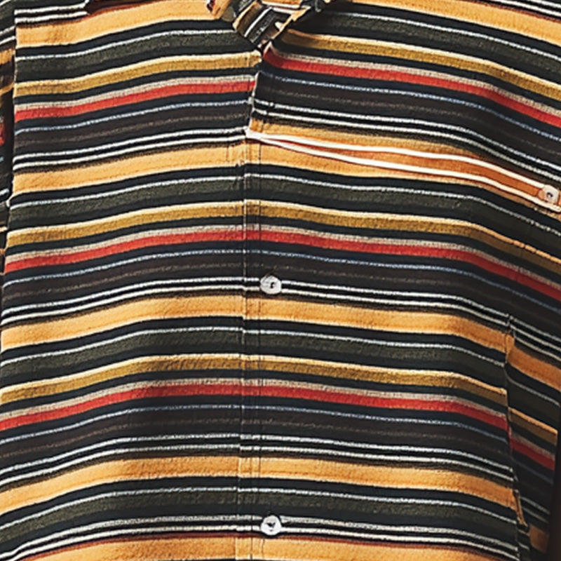 Men's Summer Fashion Striped Print Loose Short Sleeve Shirt MTA1509D5P