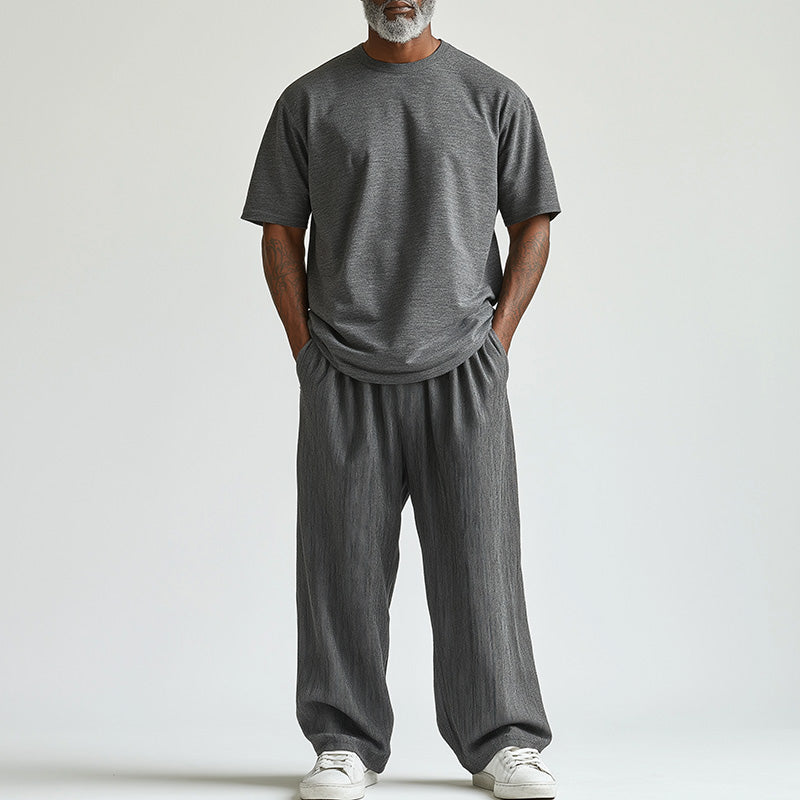 Men's Summer Modal Short Sleeve T-shirt Blended Trousers Set MTA1501D0P