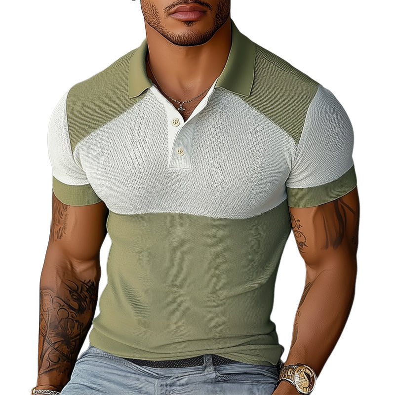 Men's Summer Business Colorblock Knitted Polo Shirt MTA1527D6U