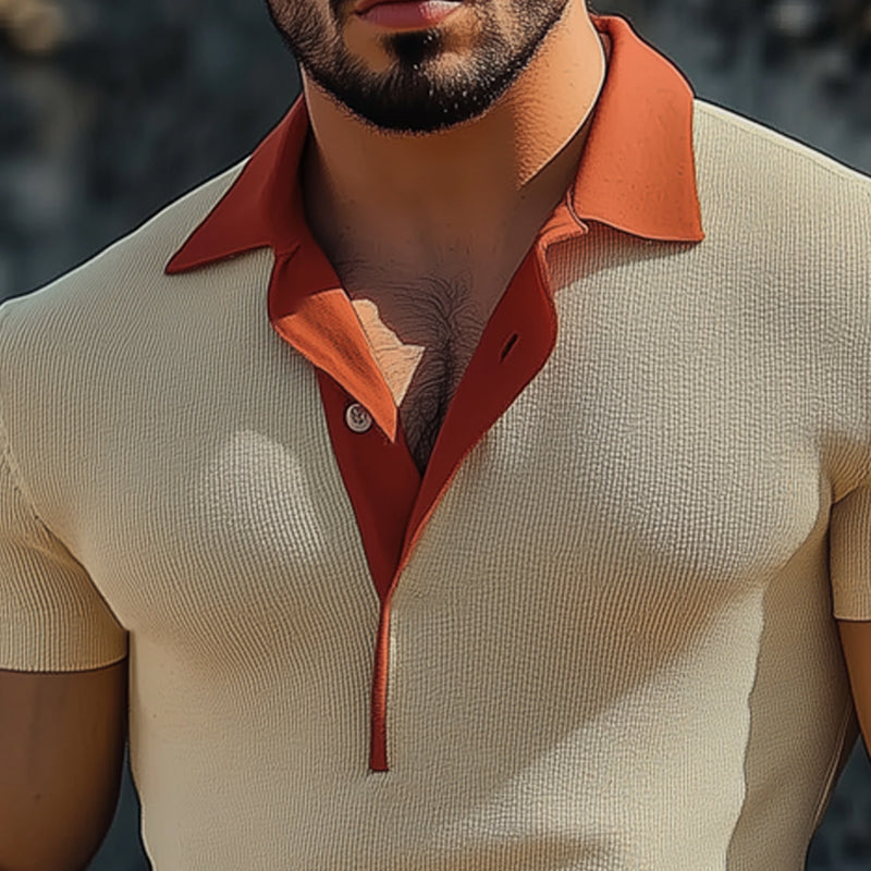 Men's Summer Business Polo Neck Slim Fit Knitted T-Shirt MTA1682D6U