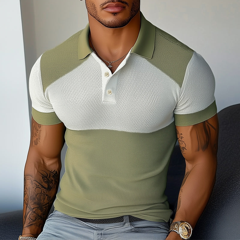 Men's Summer Business Colorblock Knitted Polo Shirt MTA1527D6U