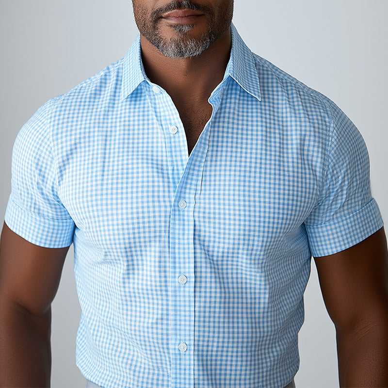 Men's Summer Fashion Elegant Plaid Printed Casual Shirt MTA1666D8P