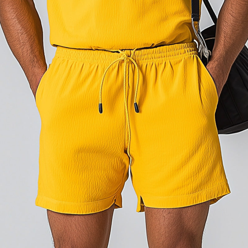 Men's Summer Fashion Cotton And Linen Short-Sleeved Shorts Suit MTA1696D1P