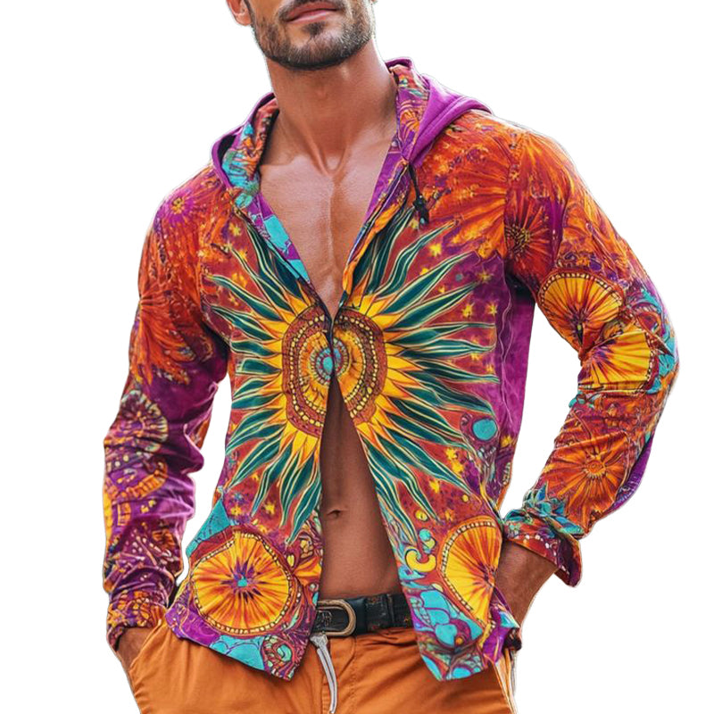 Men's Tie Dye Printed Single Breasted Hoodie MTA1758D2X
