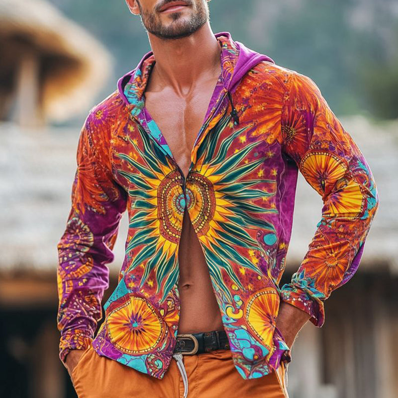 Men's Tie Dye Printed Single Breasted Hoodie MTA1758D2X