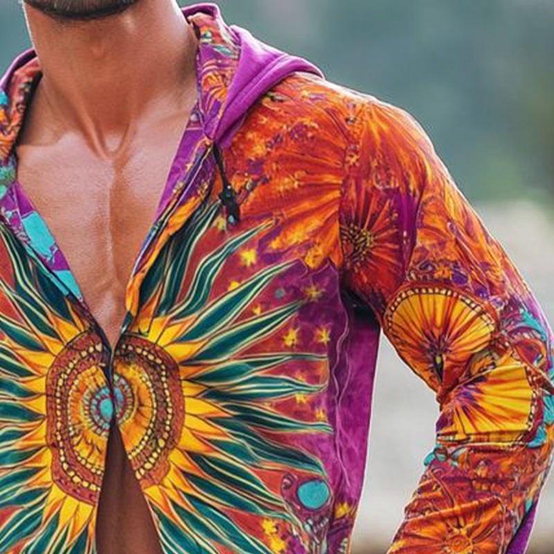 Men's Tie Dye Printed Single Breasted Hoodie MTA1758D2X