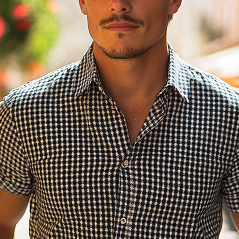 Men's Plaid Print Short Sleeve Casual Shirt MTA1716D5X