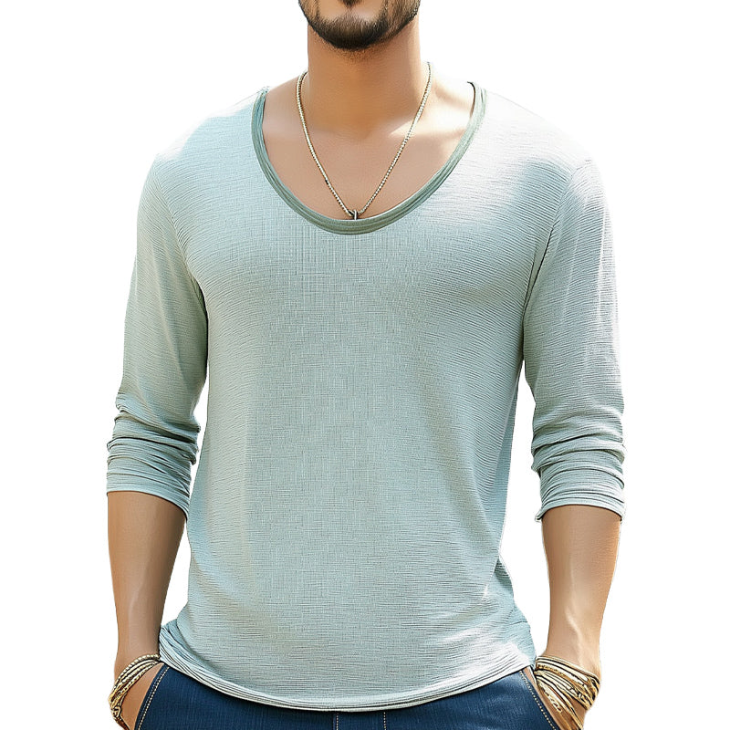 Men's Textured Crew Neck Comfort Long Sleeve T-Shirt MTA1710D9U