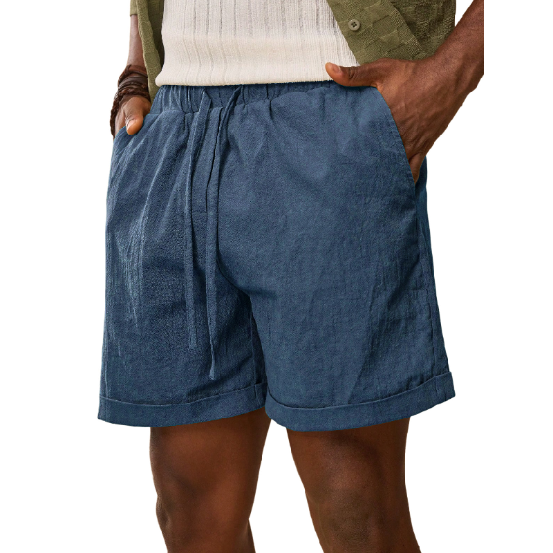Men's Casual Cotton Blend Elastic Waist Drawstring Loose Shorts MTA1729D3M