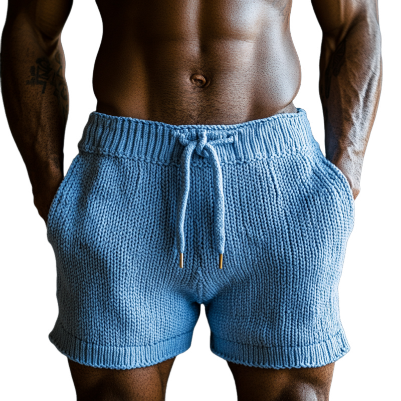 Men's Casual Drawstring Elastic Waist Soft Slim Fit Knit Shorts MTA1700D3M