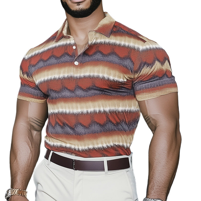 Men's Summer Brightly Printed Slim Fit POLO Shirt MTA2101D7U