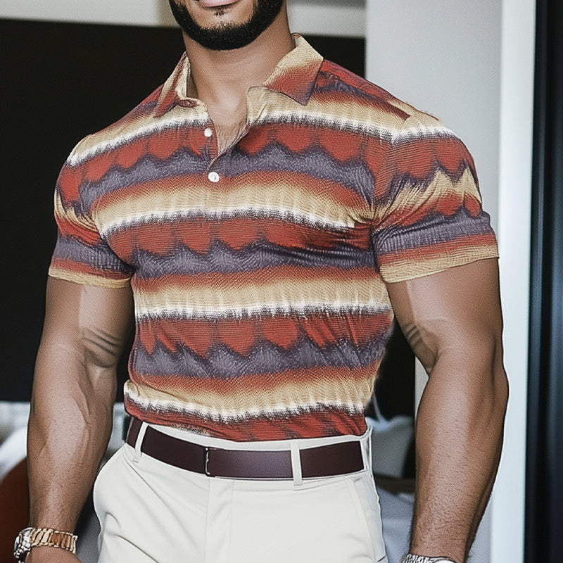 Men's Summer Brightly Printed Slim Fit POLO Shirt MTA2101D7U