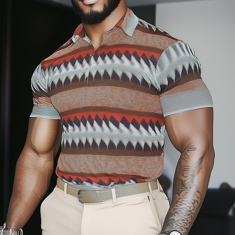 Men's Summer Brightly Printed Slim Fit POLO Shirt MTA2181D1U