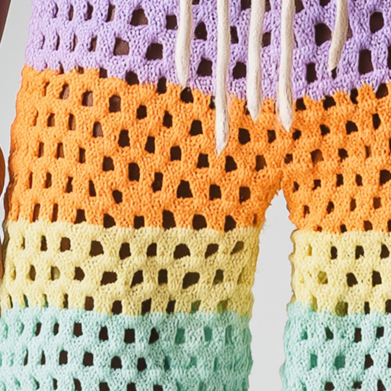 Men's Summer Fashion Hollow Breathable Gradient Woven Beach Shorts MTA2142D1P