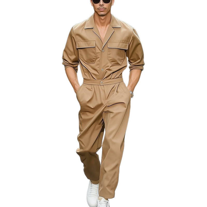 Men's Classic Business Solid Color Shirt And Pants Set MTA2160D9U