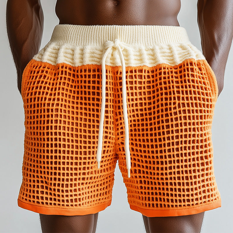 Men's Summer Fashion Hollow Breathable Knitted Shorts MTA2145D1P