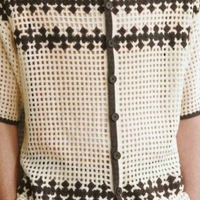Men's Summer Striped Breathable Comfort Knitted Short Sleeve Shirt MTA2255D9P