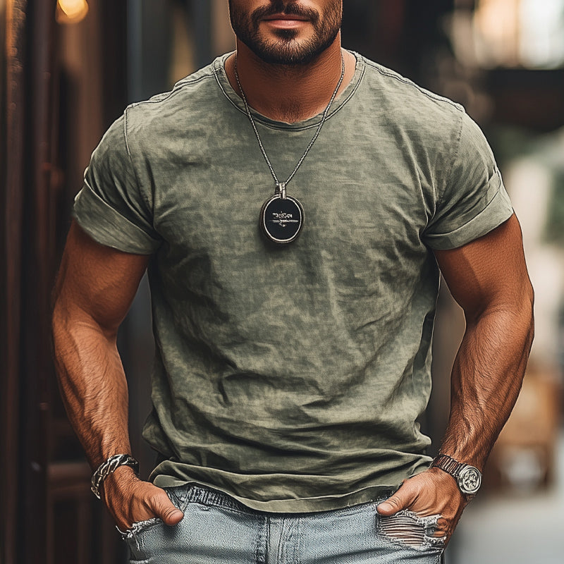 Men's casual basic round neck short-sleeved T-shirt MTA2295D3U