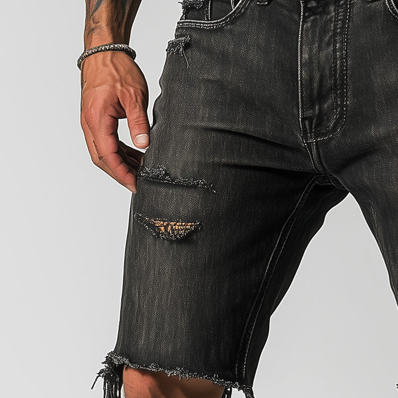 Men's Summer Fashion Retro Slim Ripped Denim Shorts MTA2269D4P