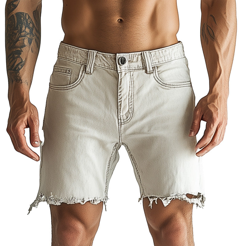 Men's Summer Fashion Slim Raw Edge Denim Shorts MTA2314D2P