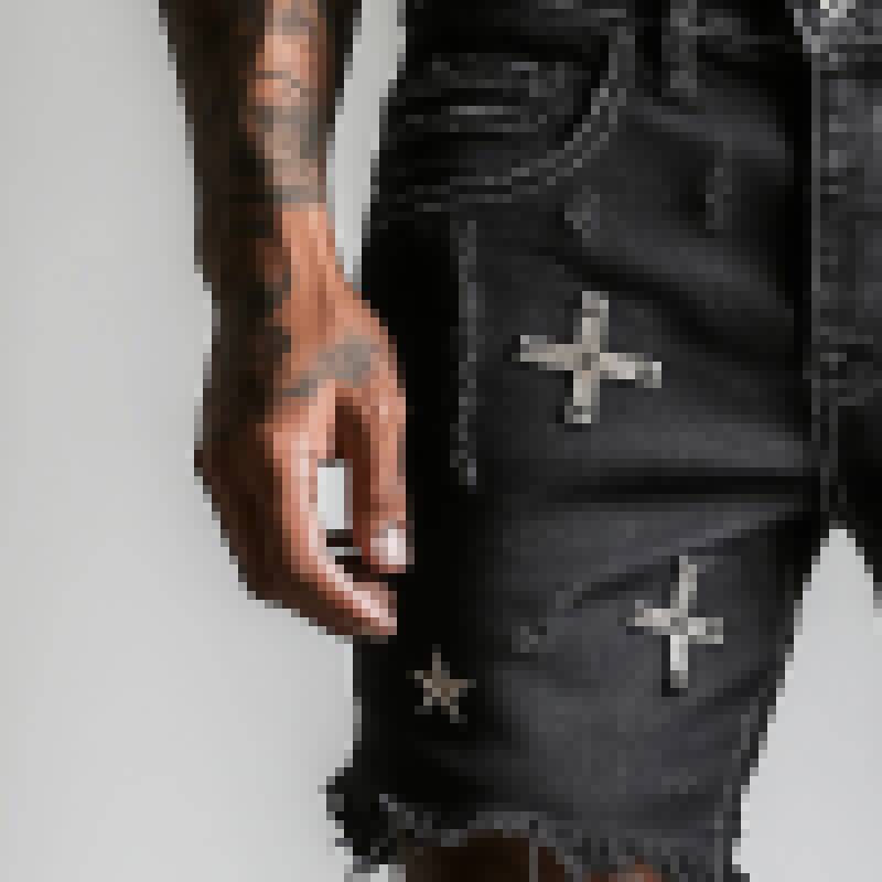 Men's Summer Retro Printed Raw Edge Casual Denim Shorts MTA2329D2P