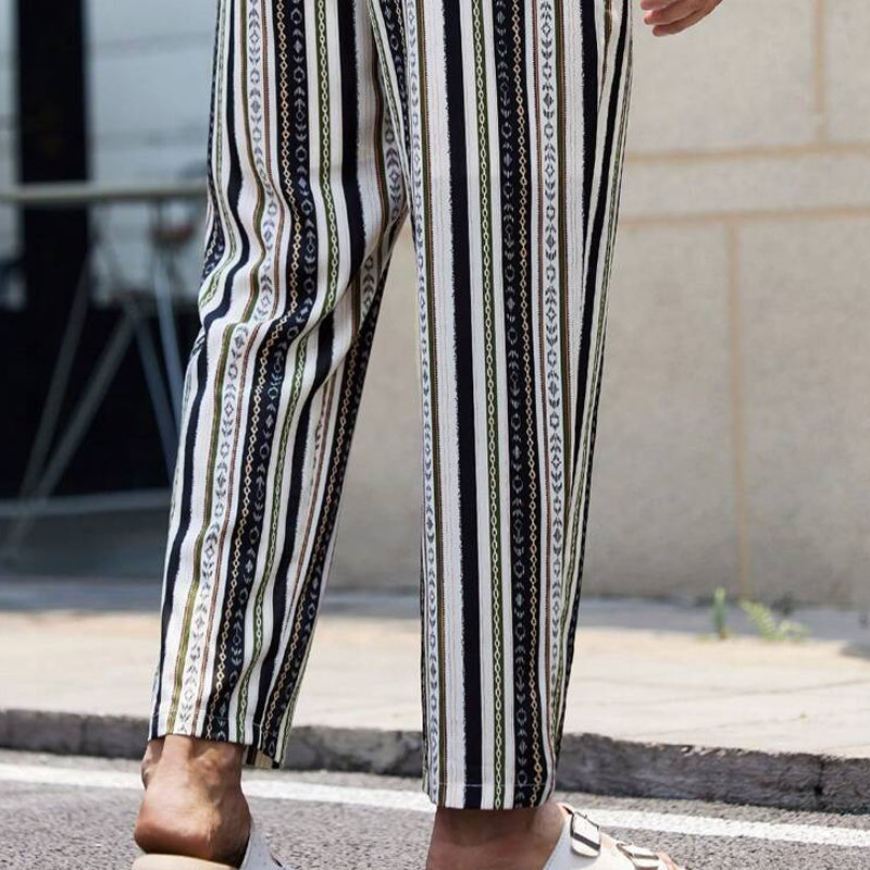 Men's Striped Holiday Elastic Casual Pants MTA2372D1X