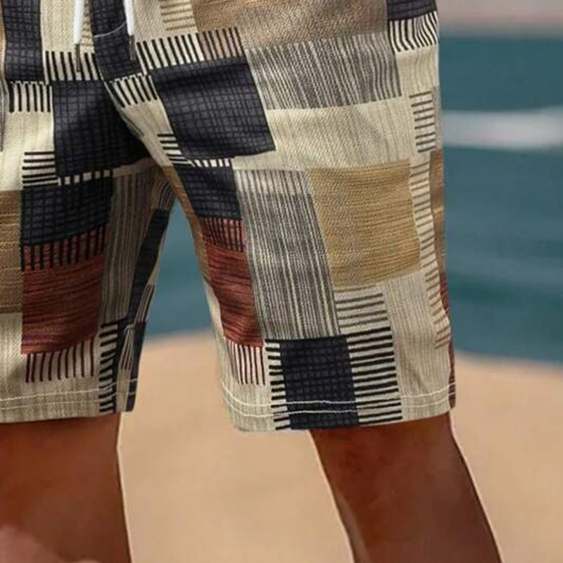 Menns Vacation Color Block Elastiske Shorts MTA2345D6X