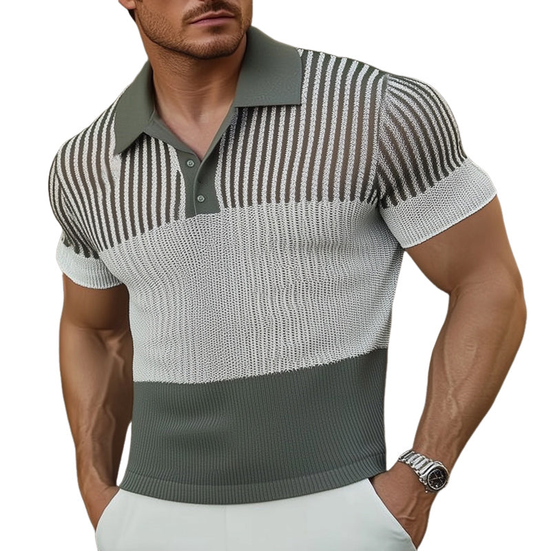 Men's Summer Business Polo Neck Knitted T-Shirt MTA2331D5U