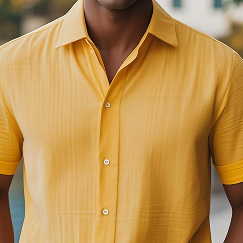 Men's Summer Fashion Casual Hawaiian Style Cotton and Linen Personality Back Print Short-sleeved Shirt MTA2325D0K